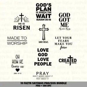 10 Faith Sayings PNG SVG Bundle | Faith Sayings Vol 13 Designs | Sublimation Cricut Digital Download