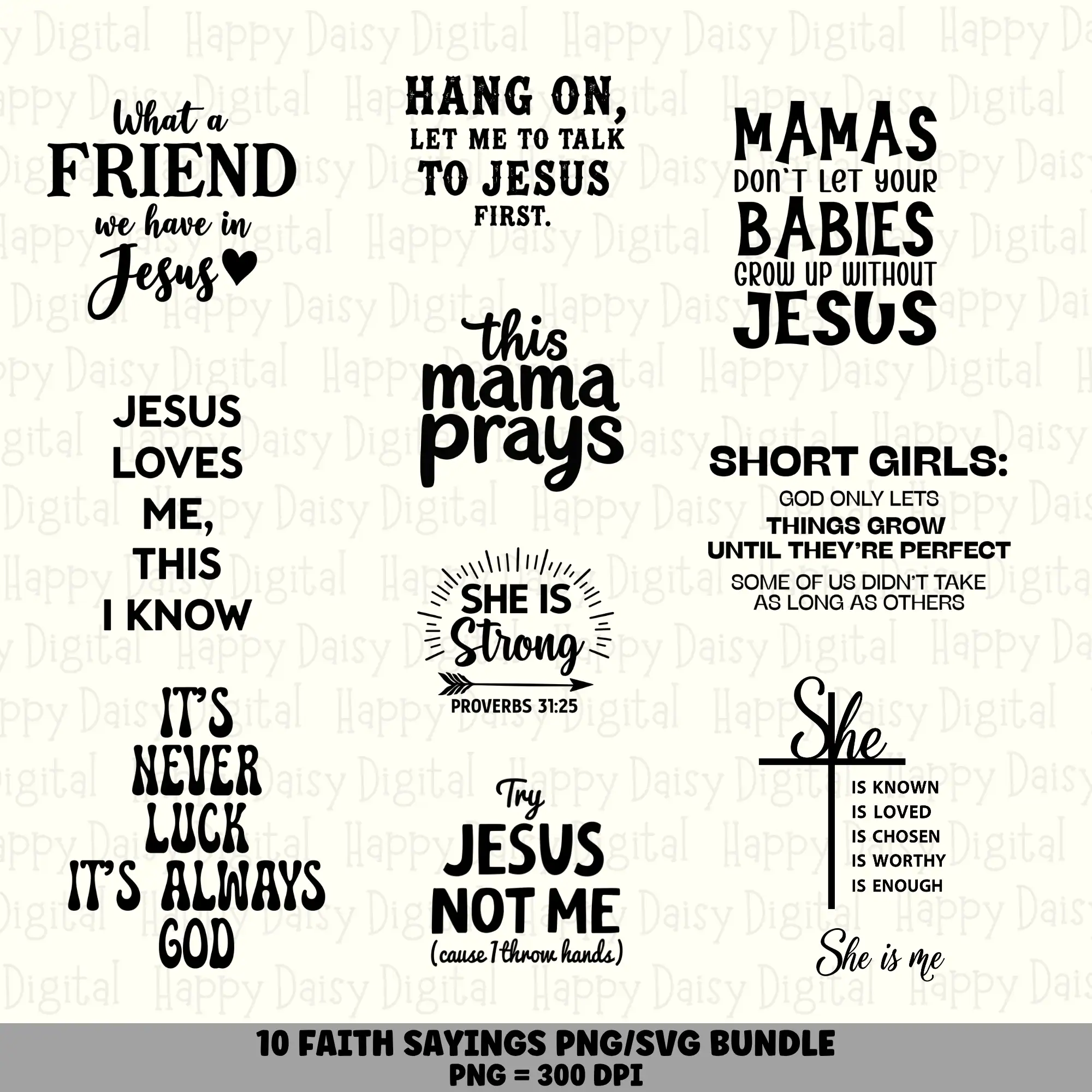 10 Faith Sayings PNG SVG Bundle | Faith Sayings Vol 14 Designs | Sublimation Cricut Digital Download
