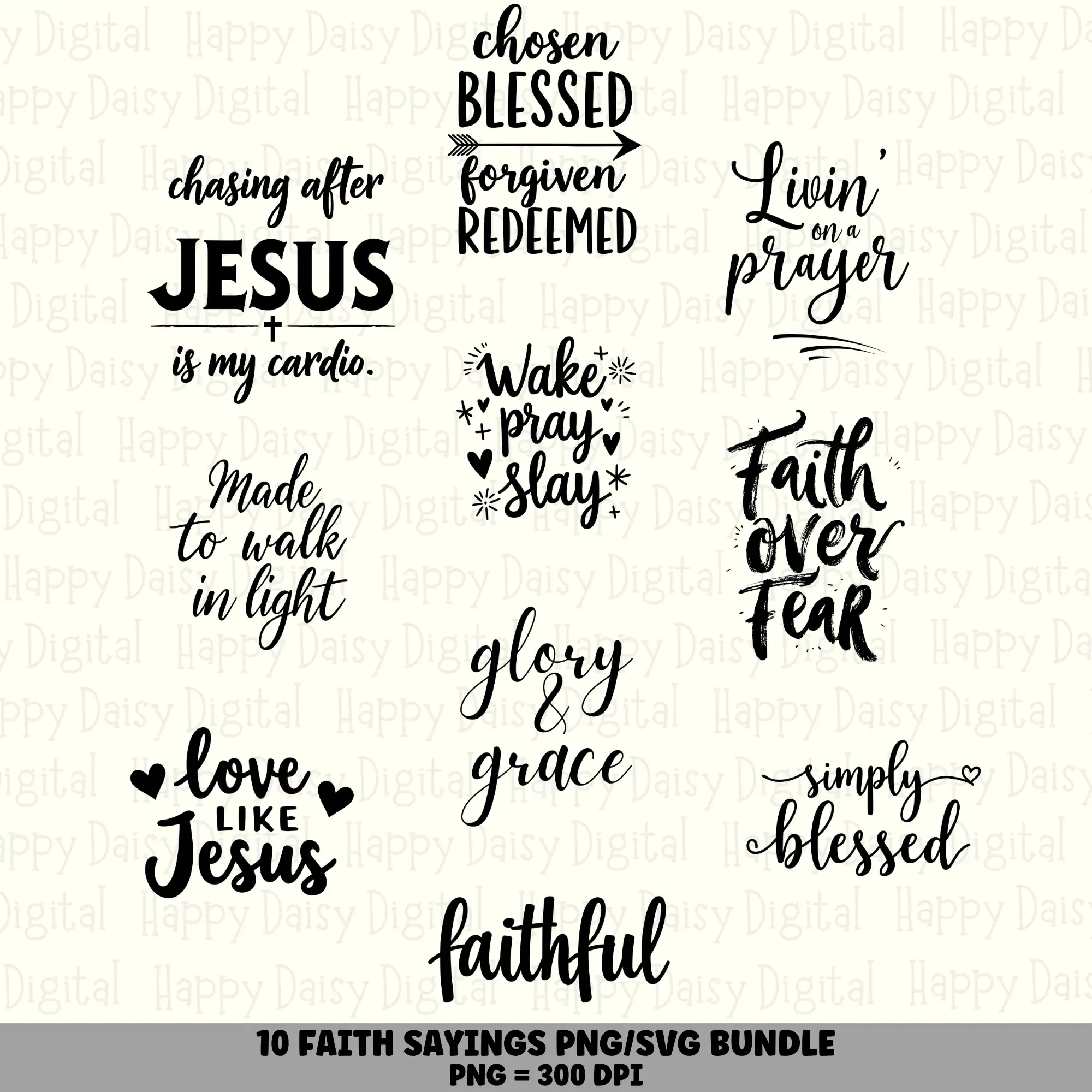 10 Faith Sayings PNG SVG Bundle | Faith Sayings Vol 2 Designs | Sublimation Cricut Digital Download