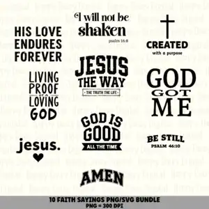 10 Faith Sayings PNG SVG Bundle | Faith Sayings Vol 5 Designs | Sublimation Cricut Digital Download