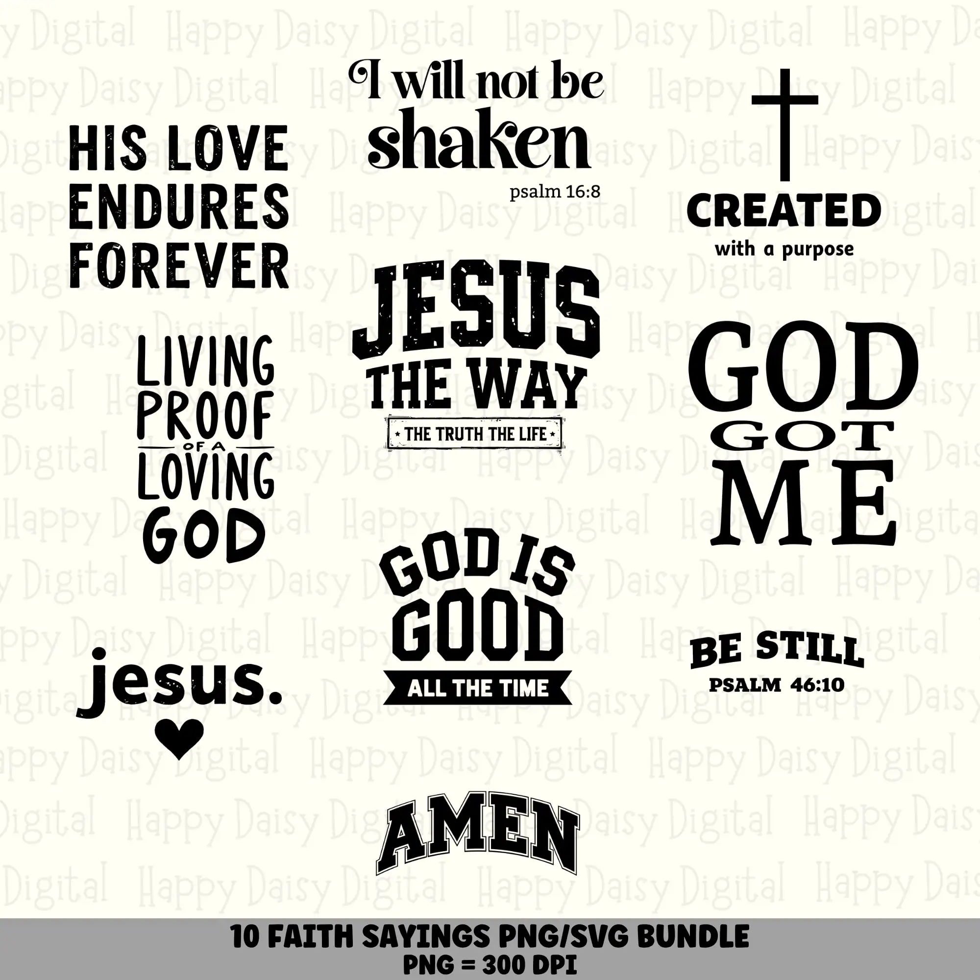10 Faith Sayings PNG SVG Bundle | Faith Sayings Vol 5 Designs | Sublimation Cricut Digital Download