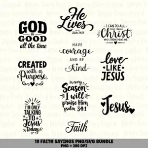 10 Faith Sayings PNG SVG Bundle | Faith Sayings Vol 9 Designs | Sublimation Cricut Digital Download