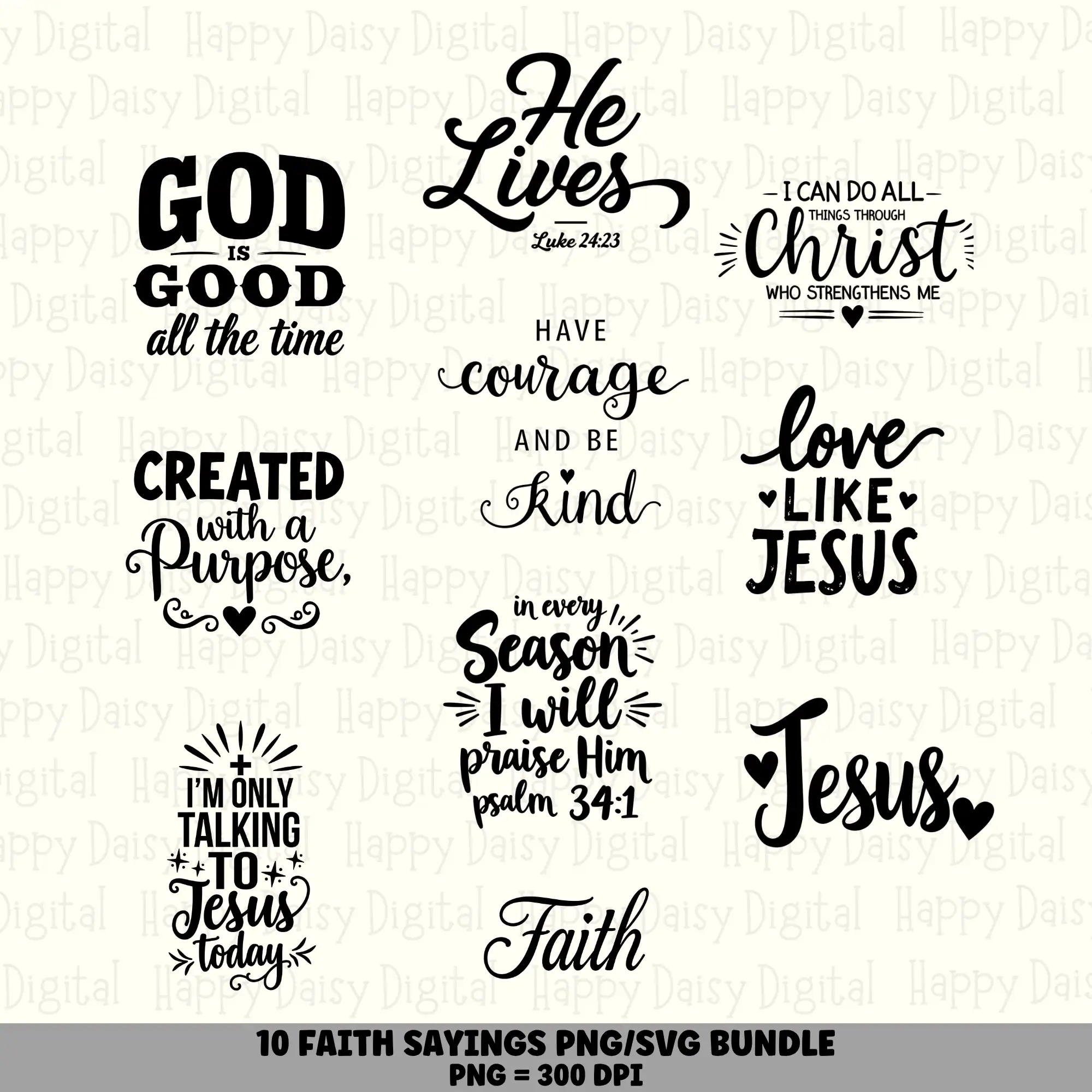 10 Faith Sayings PNG SVG Bundle | Faith Sayings Vol 9 Designs | Sublimation Cricut Digital Download