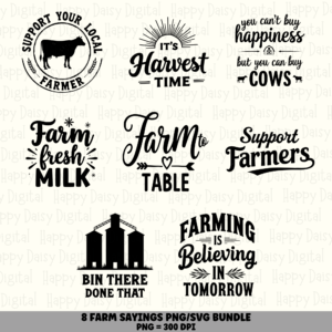 8 Farm Sayings PNG SVG Bundle | Farm Sayings Vol 2 Designs | Sublimation Cricut Digital Download