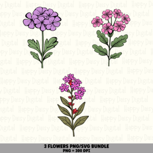 3 Flower Bouquet PNG SVG Bundle | Flower Bouquet Designs | Sublimation Cricut Digital Download