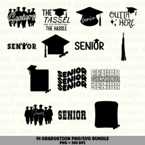 14 Graduation PNG SVG Bundle | Senior Grad Designs | Sublimation Cricut Digital Download
