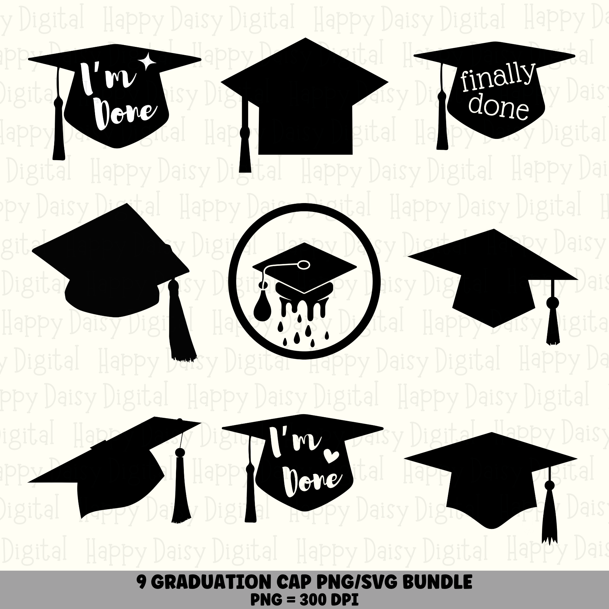 9 Graduation Cap PNG SVG Bundle | Graduation Cap Designs | Sublimation Cricut Digital Download
