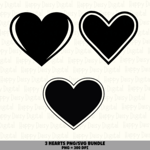 3 Heart PNG SVG Bundle | Heart Icon Set 4 Designs | Sublimation Cricut Digital Download