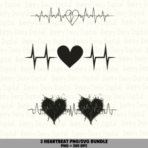 3 Heartbeat PNG SVG Bundle | Heartbeat Designs | Sublimation Cricut Digital Download