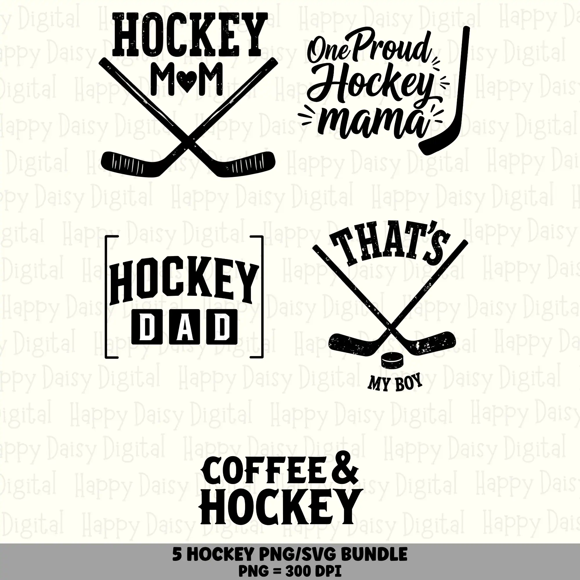 5 Hockey PNG SVG Bundle | Hockey Family Sayings Designs | Sublimation Cricut Digital Download