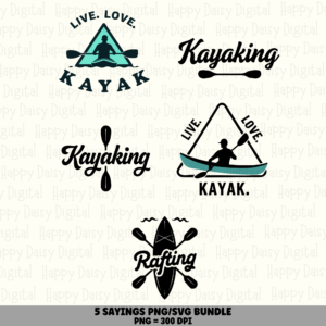 5 Kayaking PNG SVG Bundle | Kayaking & Rafting Designs | Sublimation Cricut Digital Download