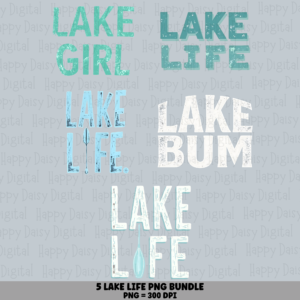 5 Lake Life PNG Bundle | Lake Life Sayings Designs | Sublimation Cricut Digital Download