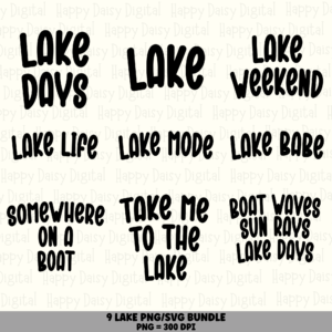 9 Lake Word Sayings PNG Bundle | Lake Words Vol 2 Designs | Sublimation Cricut Digital Download