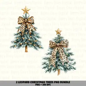 2 Leopard Christmas Tree PNG Bundle | Leopard Christmas Tree Designs | Sublimation Cricut Digital Download