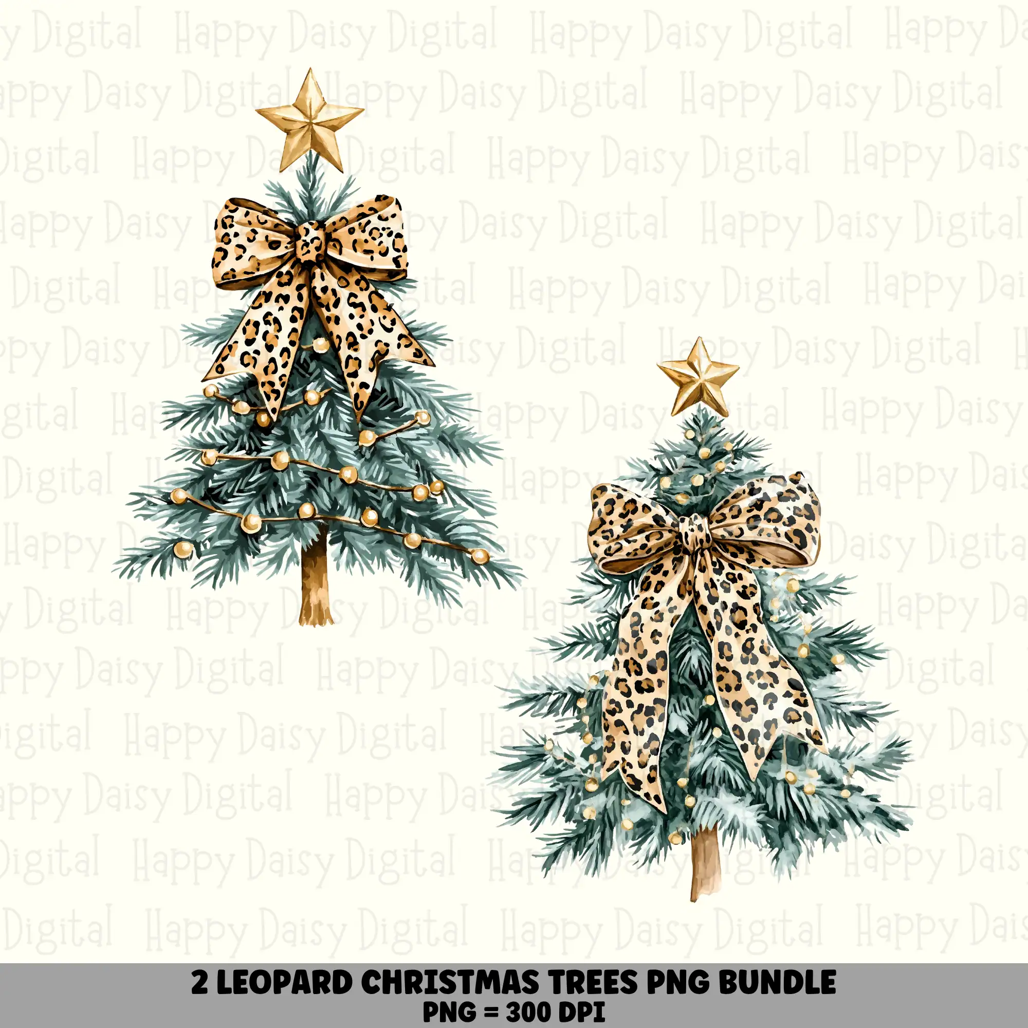 2 Leopard Christmas Tree PNG Bundle | Leopard Christmas Tree Designs | Sublimation Cricut Digital Download