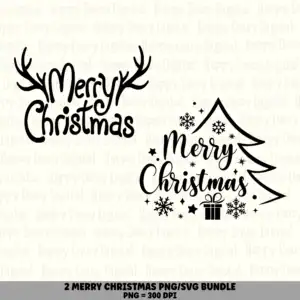 2 Merry Christmas PNG SVG Bundle | Merry Christmas Designs | Sublimation Cricut Digital Download