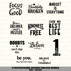 11 Motivational Sayings PNG SVG Bundle | Motivational Vol 4 Designs | Sublimation Cricut Digital Download