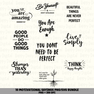 10 Motivational Sayings PNG SVG Bundle | Motivational Vol 5 Designs | Sublimation Cricut Digital Download