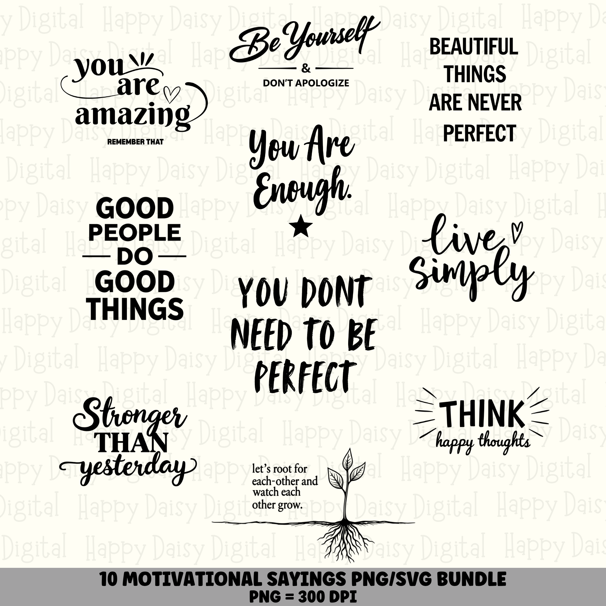 10 Motivational Sayings PNG SVG Bundle | Motivational Vol 5 Designs | Sublimation Cricut Digital Download