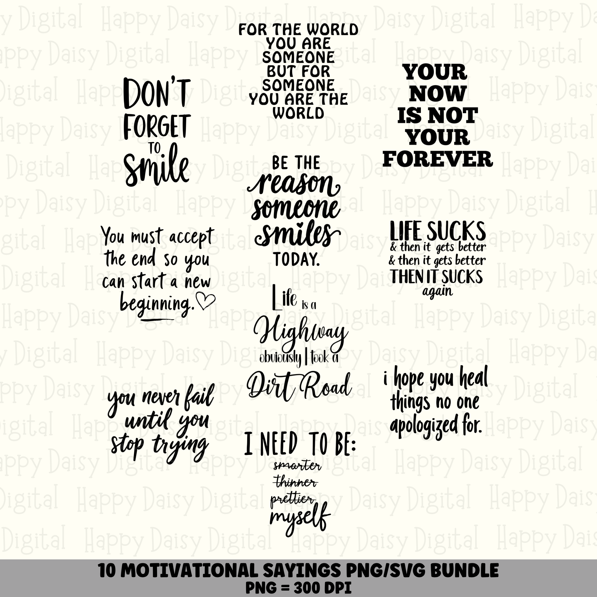 10 Motivational Sayings PNG SVG Bundle | Motivational Vol 6 Designs | Sublimation Cricut Digital Download