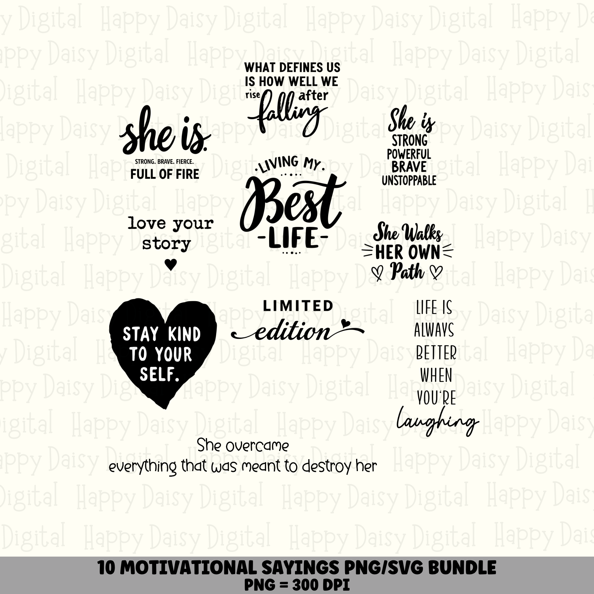 10 Motivational Sayings PNG SVG Bundle | Motivational Vol 8 Designs | Sublimation Cricut Digital Download