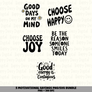 5 Motivational Sayings PNG SVG Bundle | Motivational Vol 9 Designs | Sublimation Cricut Digital Download