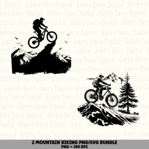 2 Mountain Biker PNG SVG Bundle | Mountain Biker Designs | Sublimation Cricut Digital Download