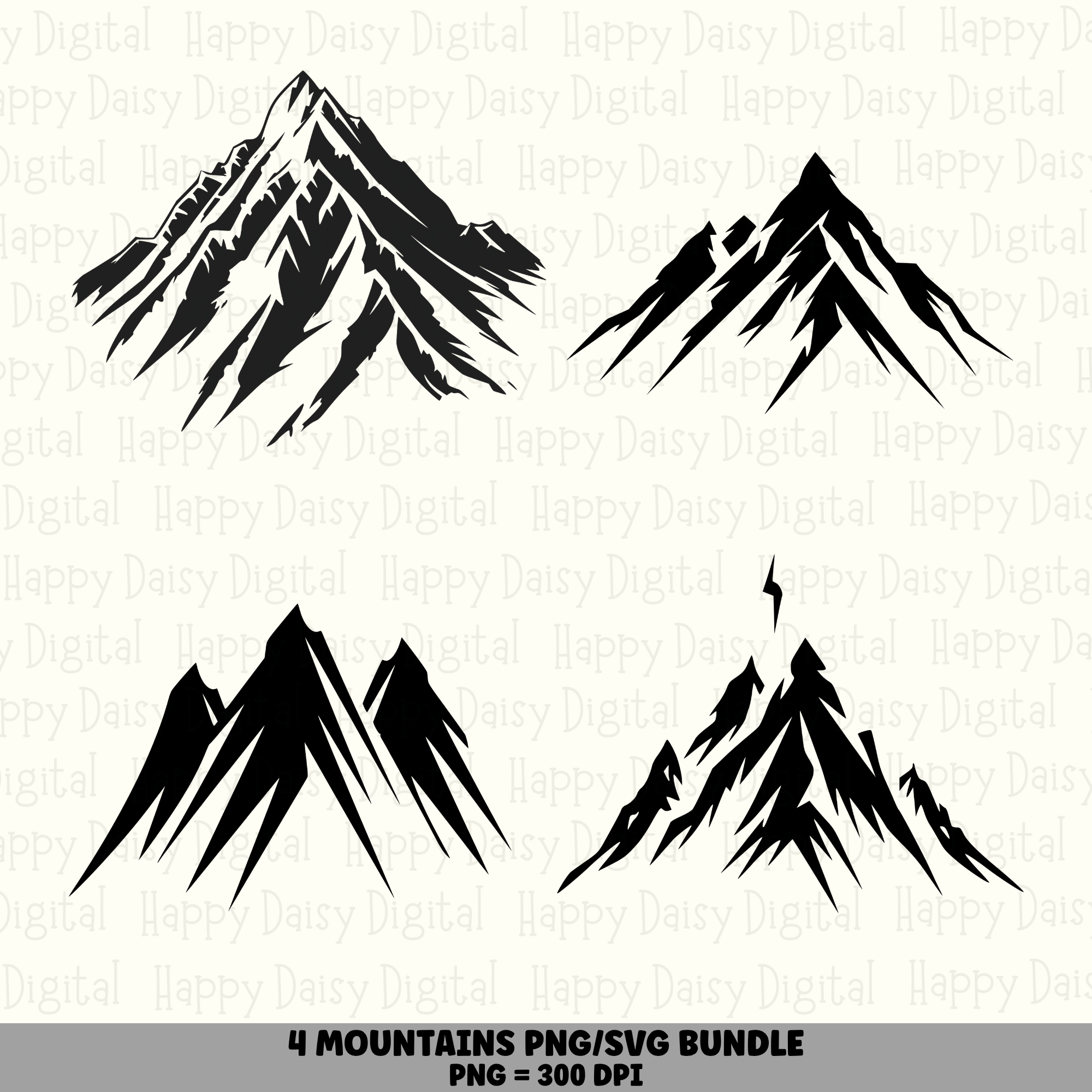 4 Mountain PNG SVG Bundle | Mountain Icon Set 6 Designs | Sublimation Cricut Digital Download