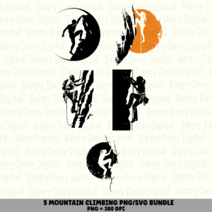 5 Mountain Climber PNG SVG Bundle | Mountain Climber Designs | Sublimation Cricut Digital Download