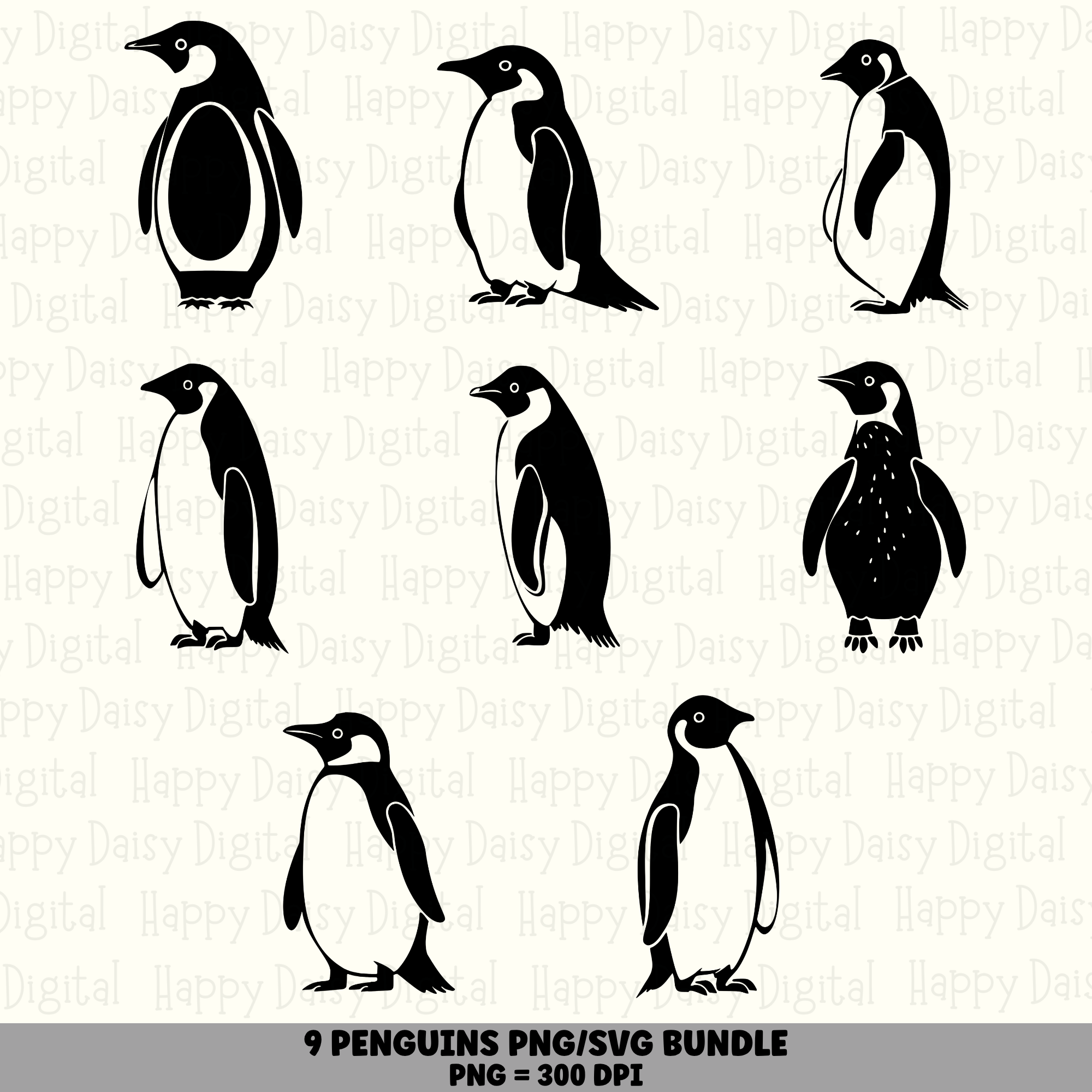 8 Penguin Silhouette PNG SVG Bundle | Penguin Silhouette Designs | Sublimation Cricut Digital Download