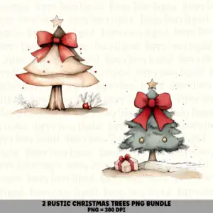 2 Rustic Christmas Tree PNG Bundle | Rustic Christmas Tree Designs | Sublimation Cricut Digital Download