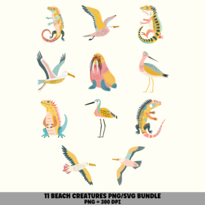 11 Birds Iguanas & Seal PNG Bundle | Wildlife Designs | Sublimation Cricut Digital Download
