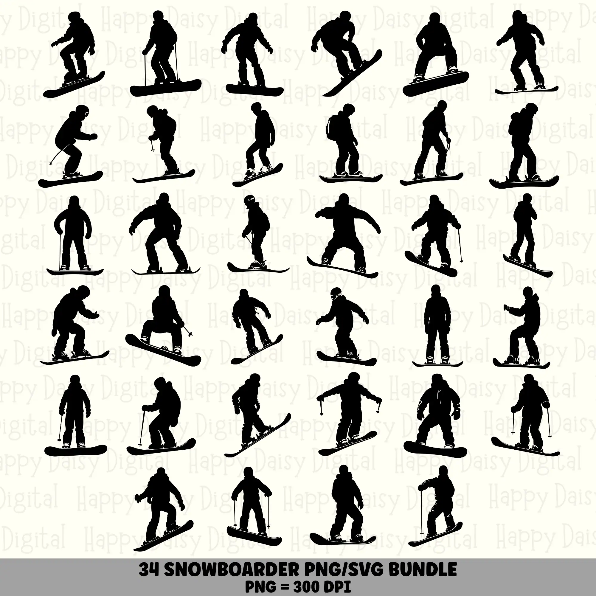34 Snowboarder PNG SVG Bundle | Snowboarder Set 2 Designs | Sublimation Cricut Digital Download