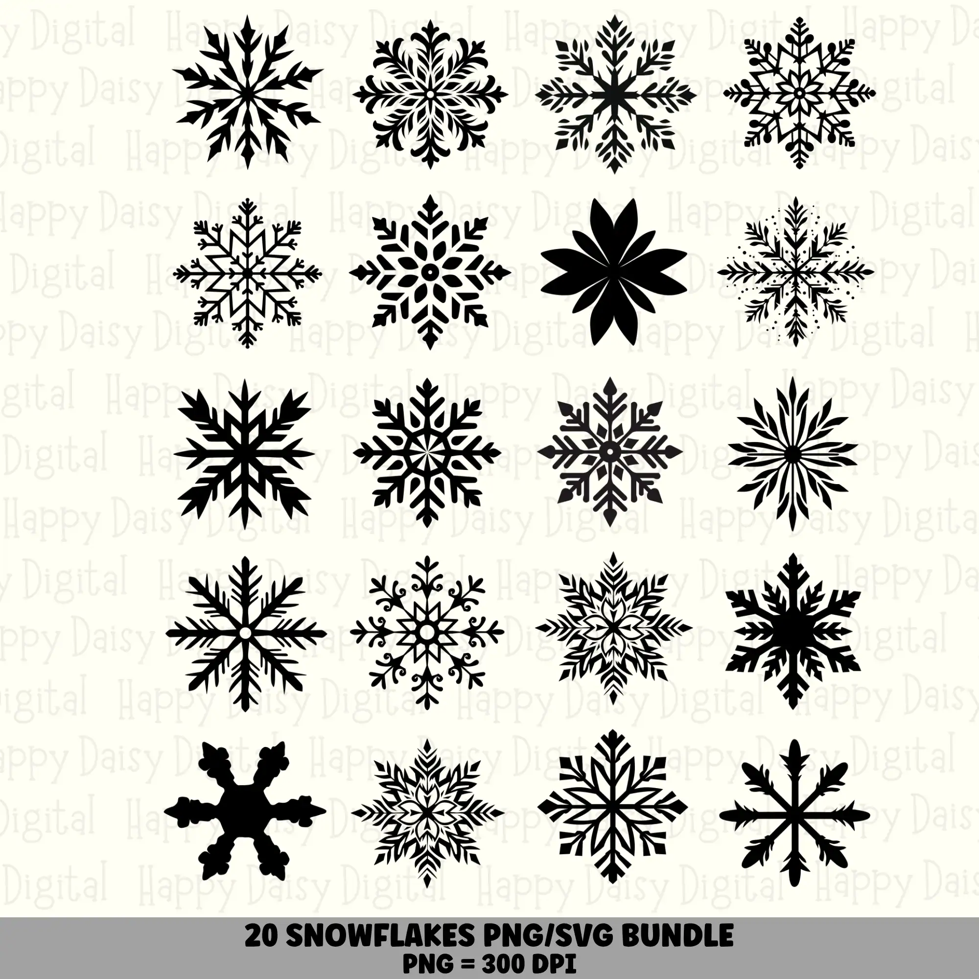 20 Snowflake PNG SVG Bundle | Snowflake Set 2 Designs | Sublimation Cricut Digital Download