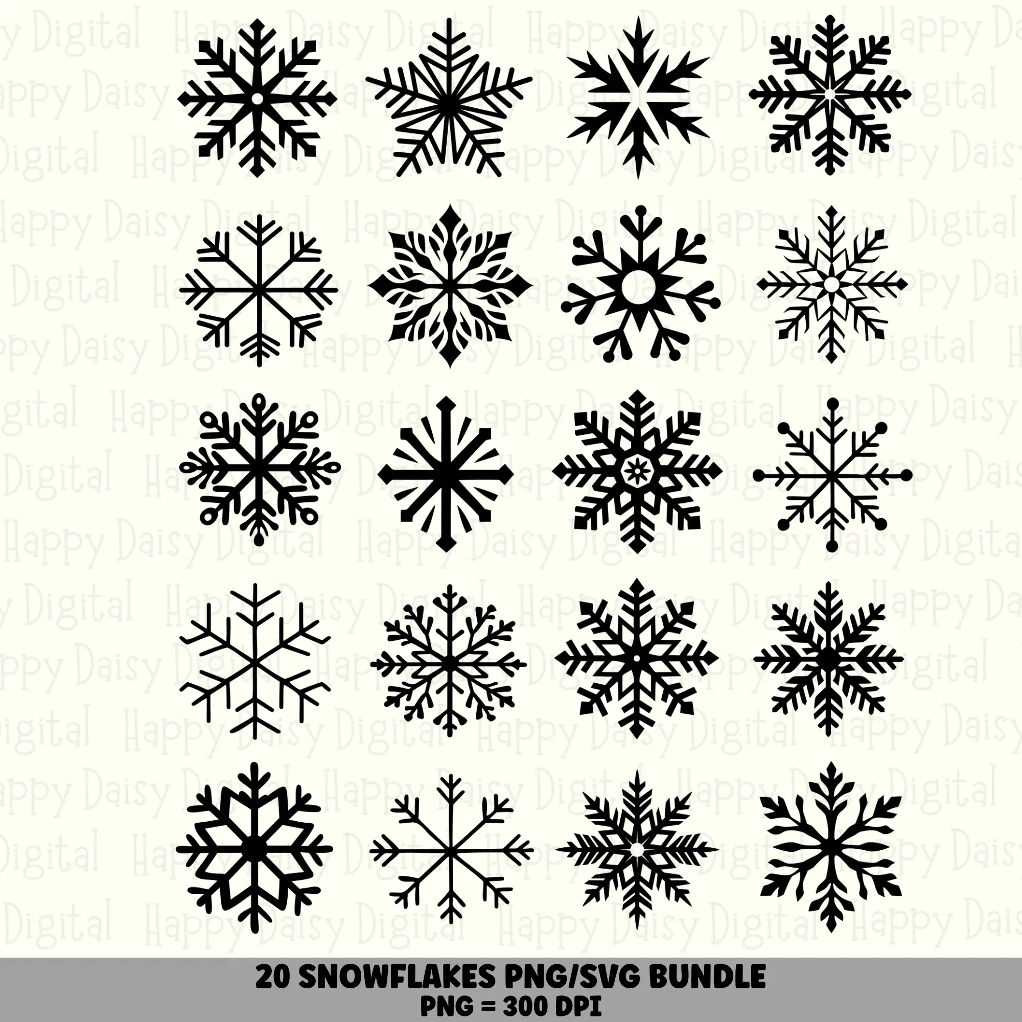20 Snowflake PNG SVG Bundle | Snowflake Set 3 Designs | Sublimation Cricut Digital Download