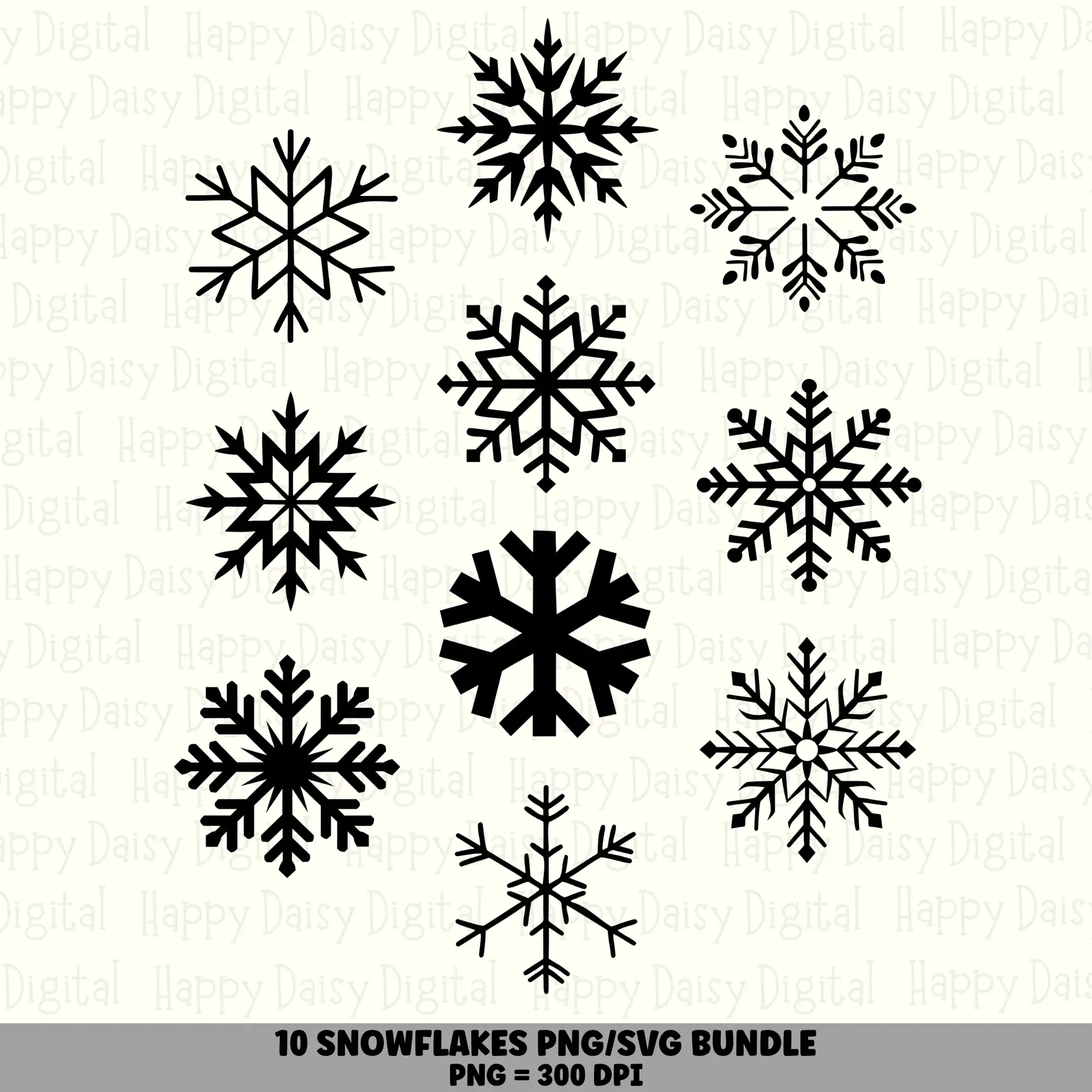10 Snowflake PNG SVG Bundle | Snowflake Set 4 Designs | Sublimation Cricut Digital Download