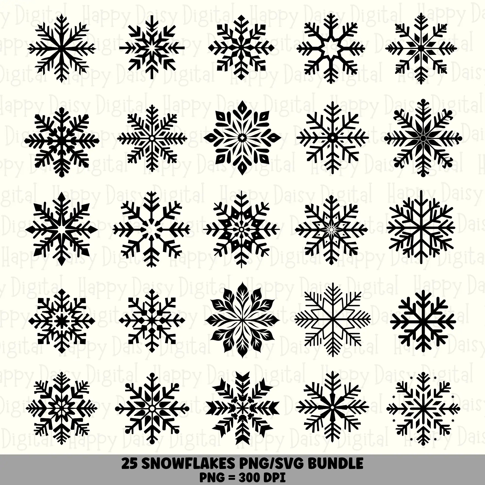 25 Snowflake PNG SVG Bundle | Snowflake Set 8 Designs | Sublimation Cricut Digital Download