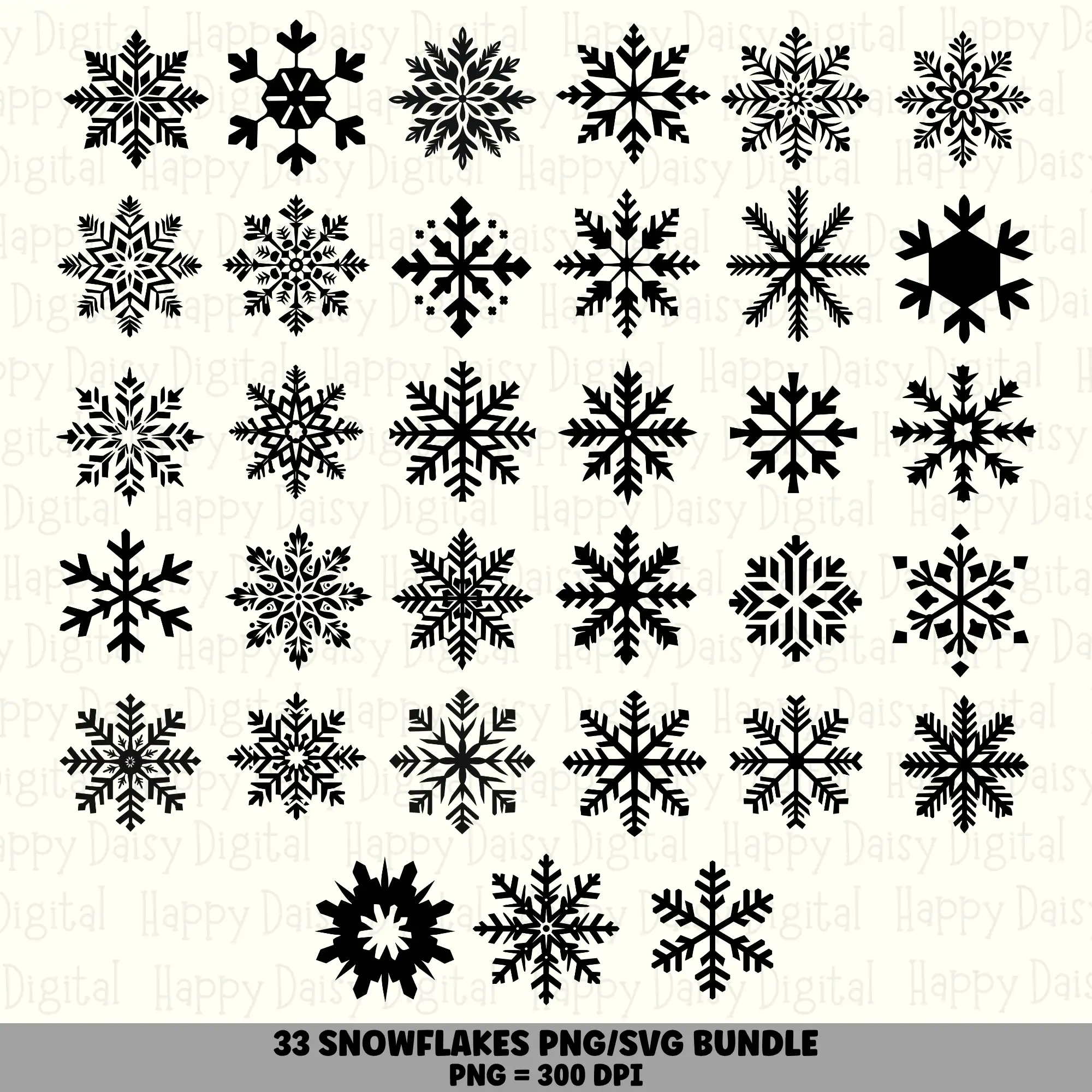 33 Snowflake PNG SVG Bundle | Snowflake Set 9 Designs | Sublimation Cricut Digital Download