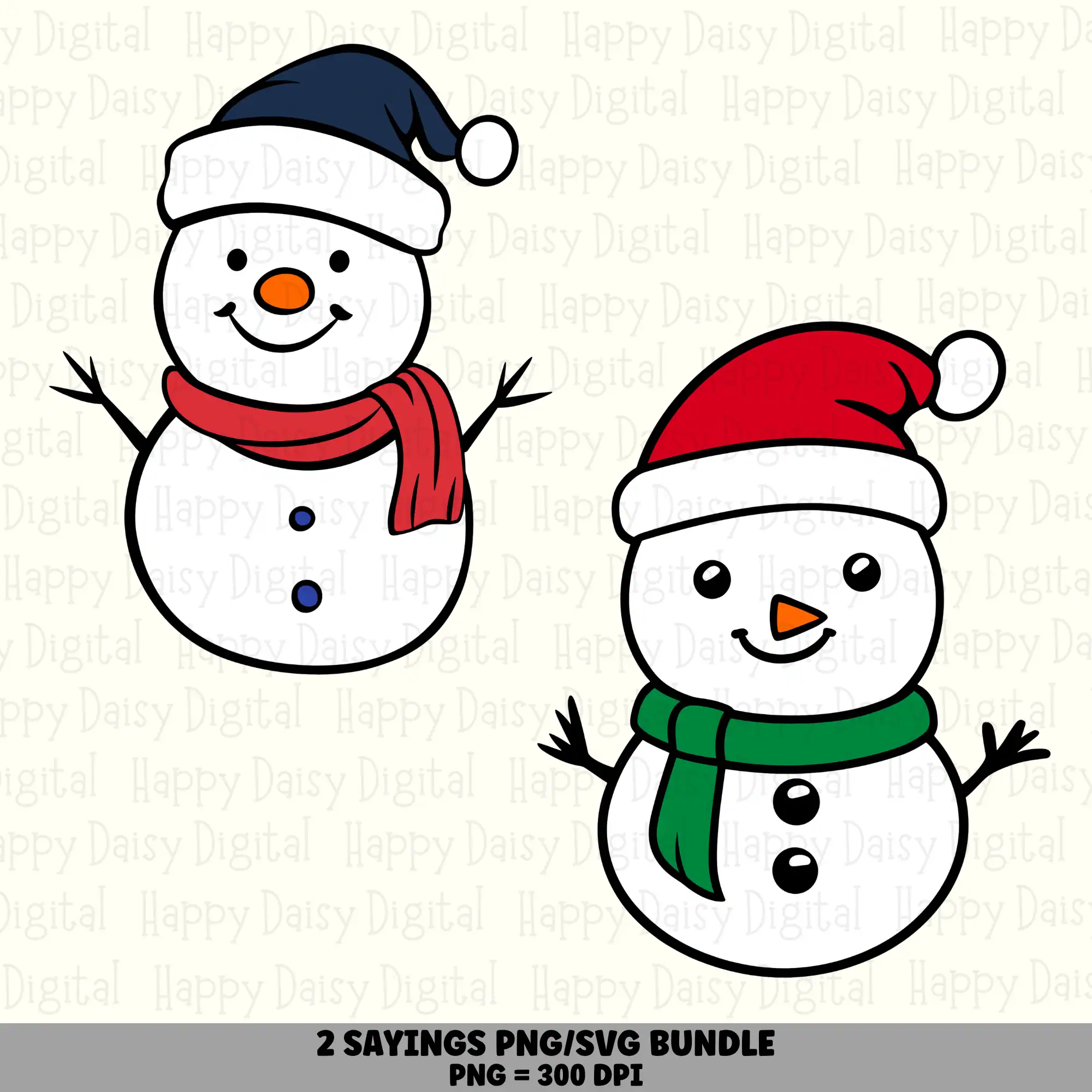 2 Snowman PNG SVG Bundle | Snowman Set A Designs | Sublimation Cricut Digital Download
