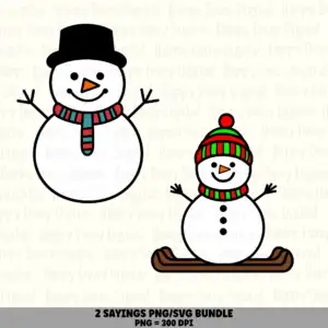 2 Snowman PNG SVG Bundle | Snowman Set B Designs | Sublimation Cricut Digital Download
