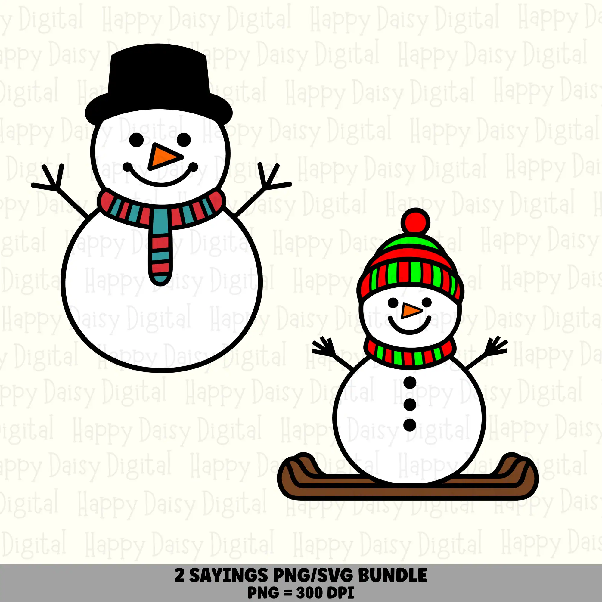 2 Snowman PNG SVG Bundle | Snowman Set B Designs | Sublimation Cricut Digital Download