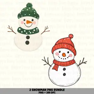 2 Snowman PNG Bundle | Snowman Set B (PNG) Designs | Sublimation Cricut Digital Download
