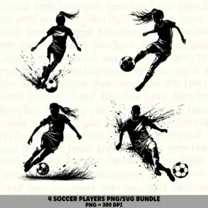 4 Soccer Player PNG SVG Bundle | Soccer Player Girl Designs | Sublimation Cricut Digital Download