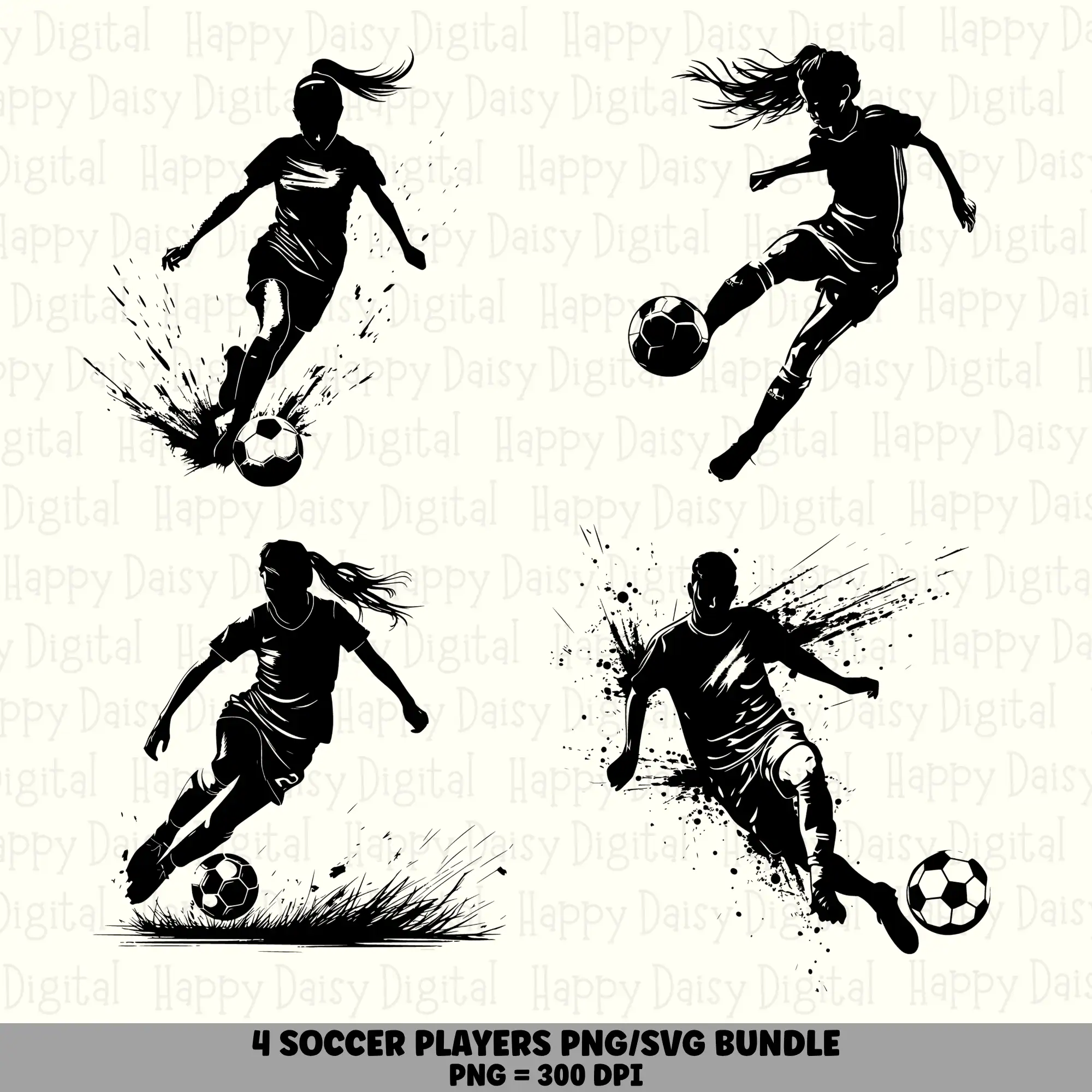 4 Soccer Player PNG SVG Bundle | Soccer Player Girl Designs | Sublimation Cricut Digital Download