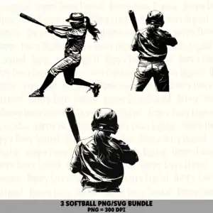 3 Softball Player PNG SVG Bundle | Softball Player Designs | Sublimation Cricut Digital Download