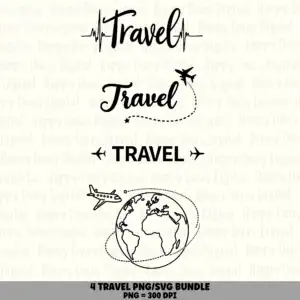4 Travel & Airplane PNG SVG Bundle | Travel Vol 1 Designs | Sublimation Cricut Digital Download