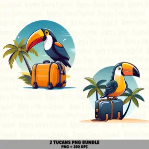 2 Toucan Suitcase PNG Bundle | Toucan Suitcase Designs | Sublimation Cricut Digital Download
