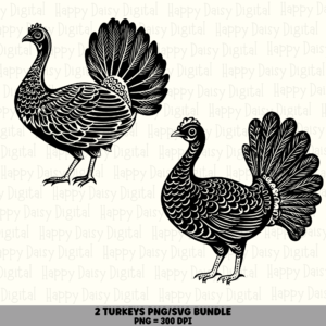 2 Turkey PNG SVG Bundle | Turkey Icon Designs | Sublimation Cricut Digital Download