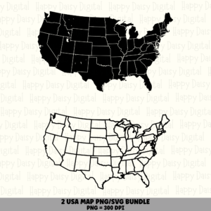 2 US Map PNG SVG Bundle | US Map Designs | Sublimation Cricut Digital Download