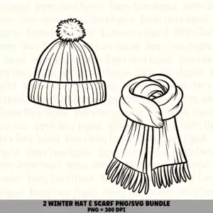 2 Winter Hat & Scarf PNG SVG Bundle | Winter Hat & Scarf Designs | Sublimation Cricut Digital Download